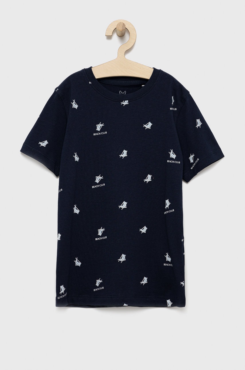 

Дитяча бавовняна футболка Jack & Jones колір синій з принтом