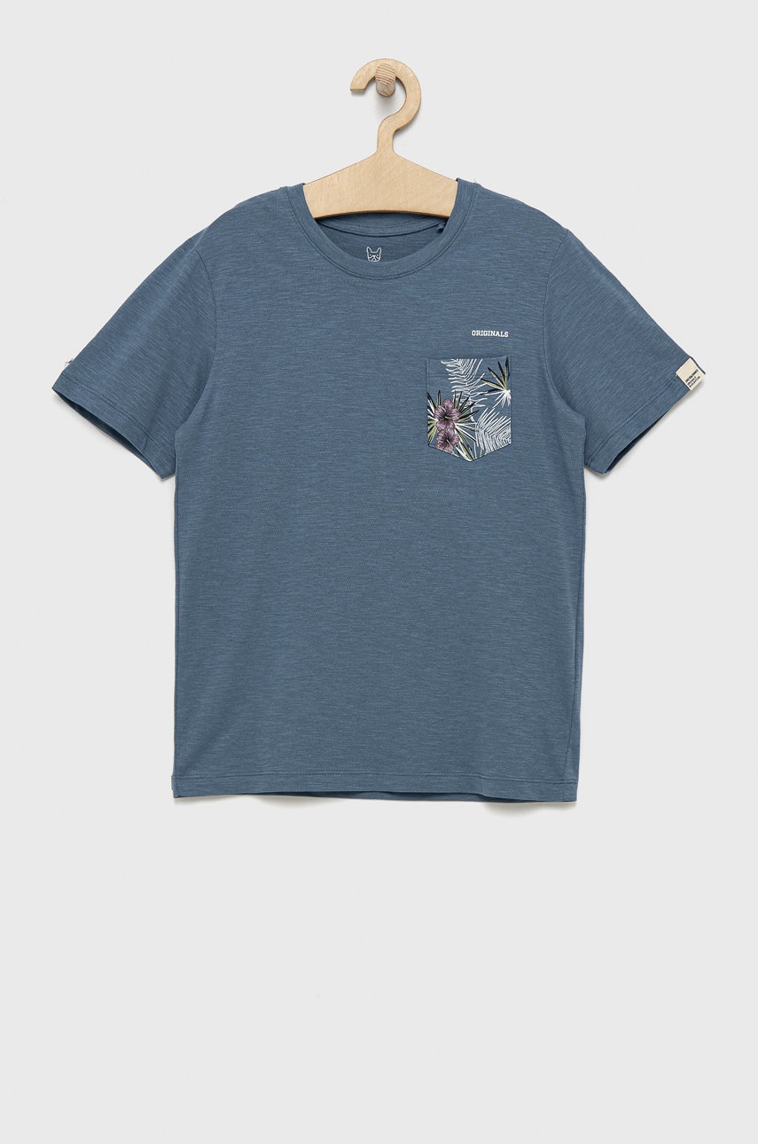

Детска памучна тениска Jack & Jones с десен, Син