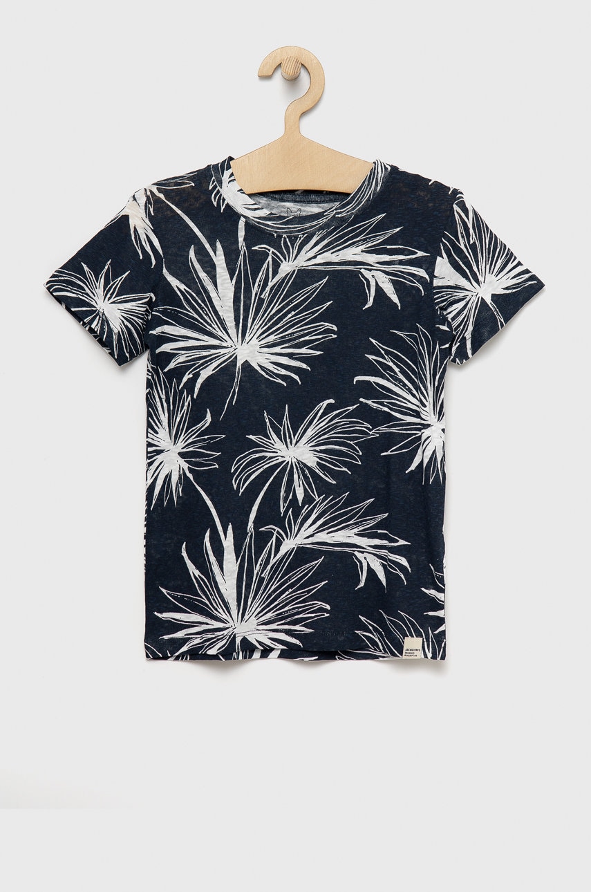 Jack & Jones tricou de bumbac pentru copii culoarea albastru marin, modelator