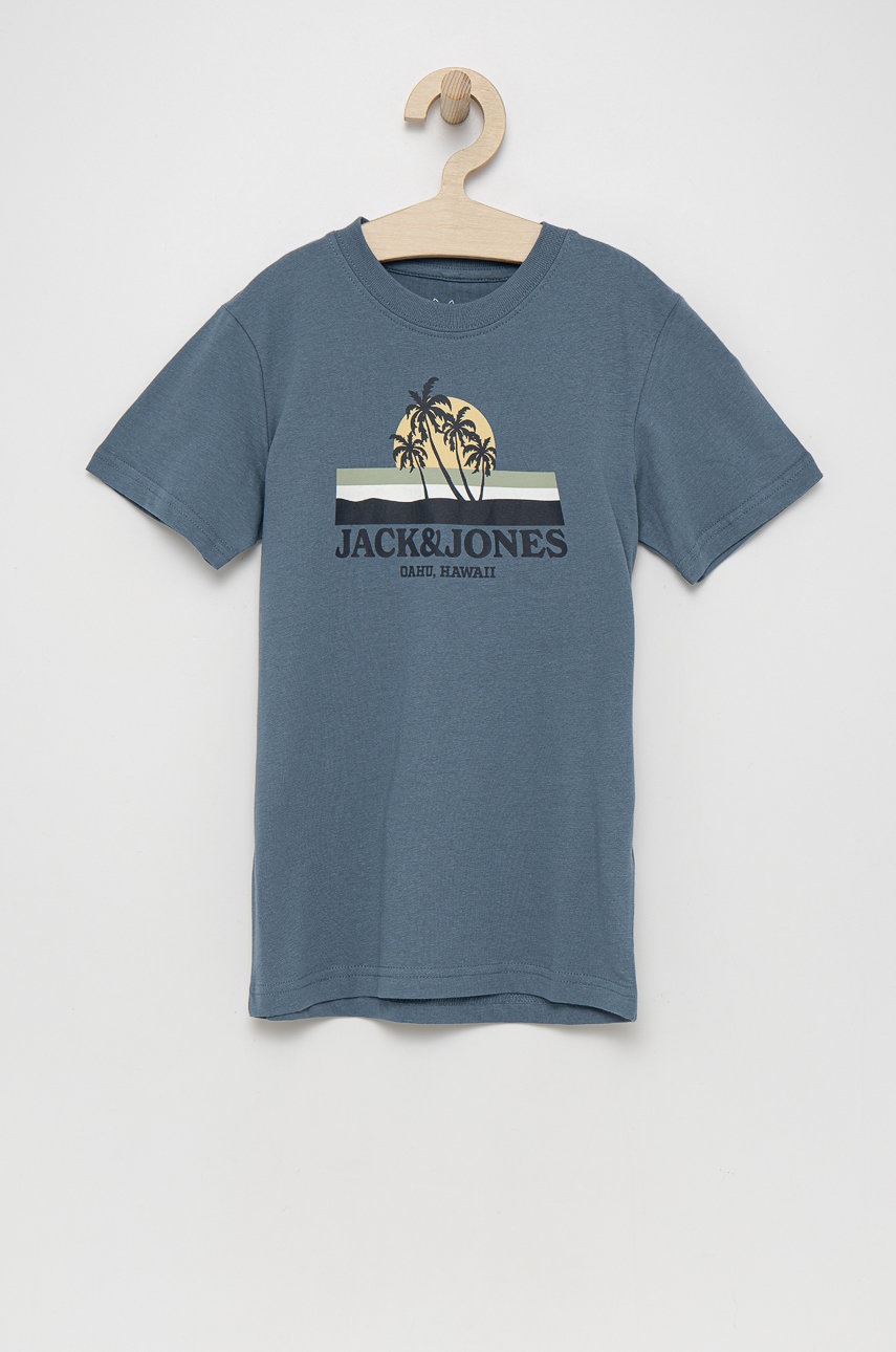 

Детска памучна тениска Jack & Jones с принт, Син