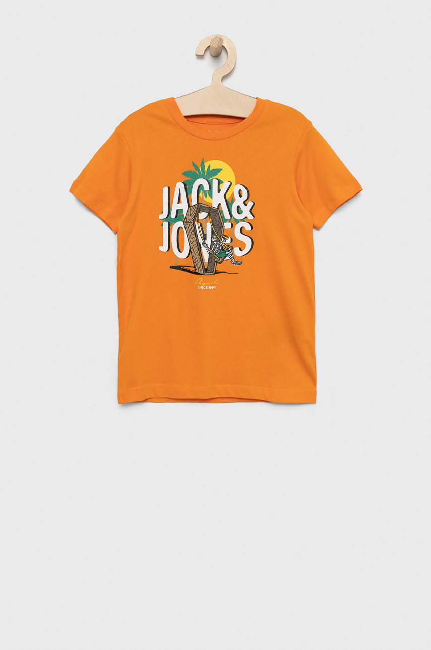 Jack & Jones tricou de bumbac pentru copii culoarea portocaliu, cu imprimeu