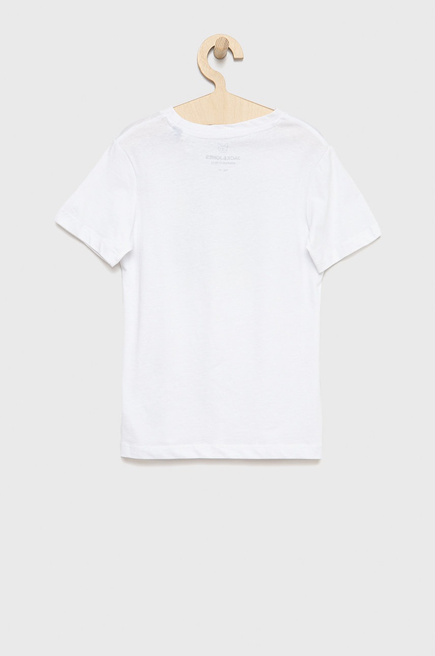 

Детская хлопковая футболка Jack & Jones цвет белый с принтом