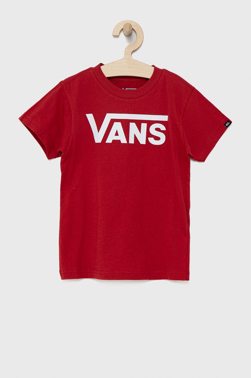 

Детска памучна тениска Vans в червено с принт, Червен