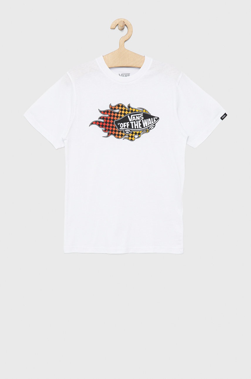 

Детска памучна тениска Vans в бяло с принт, Бял