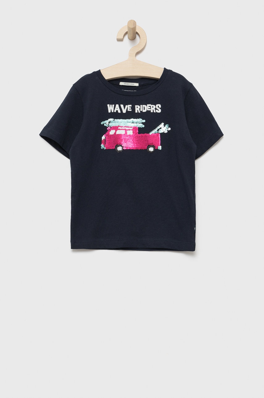 Tom Tailor tricou de bumbac pentru copii culoarea albastru marin, cu imprimeu
