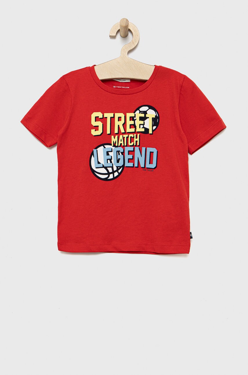 Tom tailor tricou de bumbac pentru copii culoarea rosu, cu imprimeu