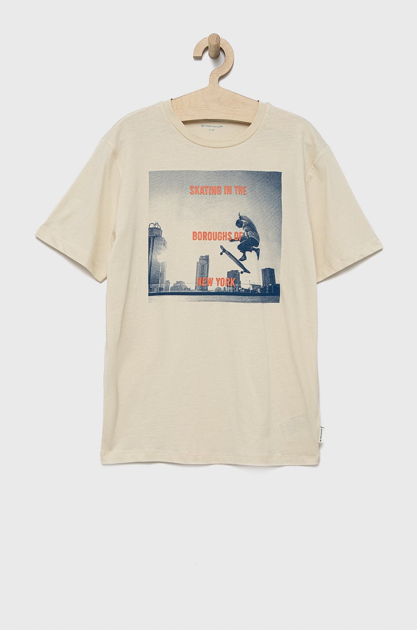 Tom Tailor tricou copii culoarea bej, cu imprimeu