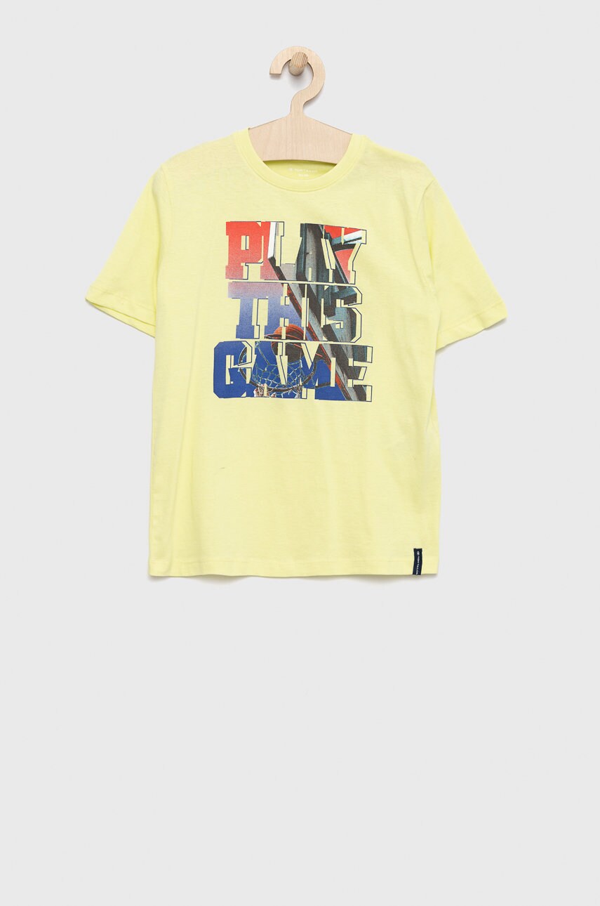 Tom tailor tricou de bumbac pentru copii culoarea galben, cu imprimeu