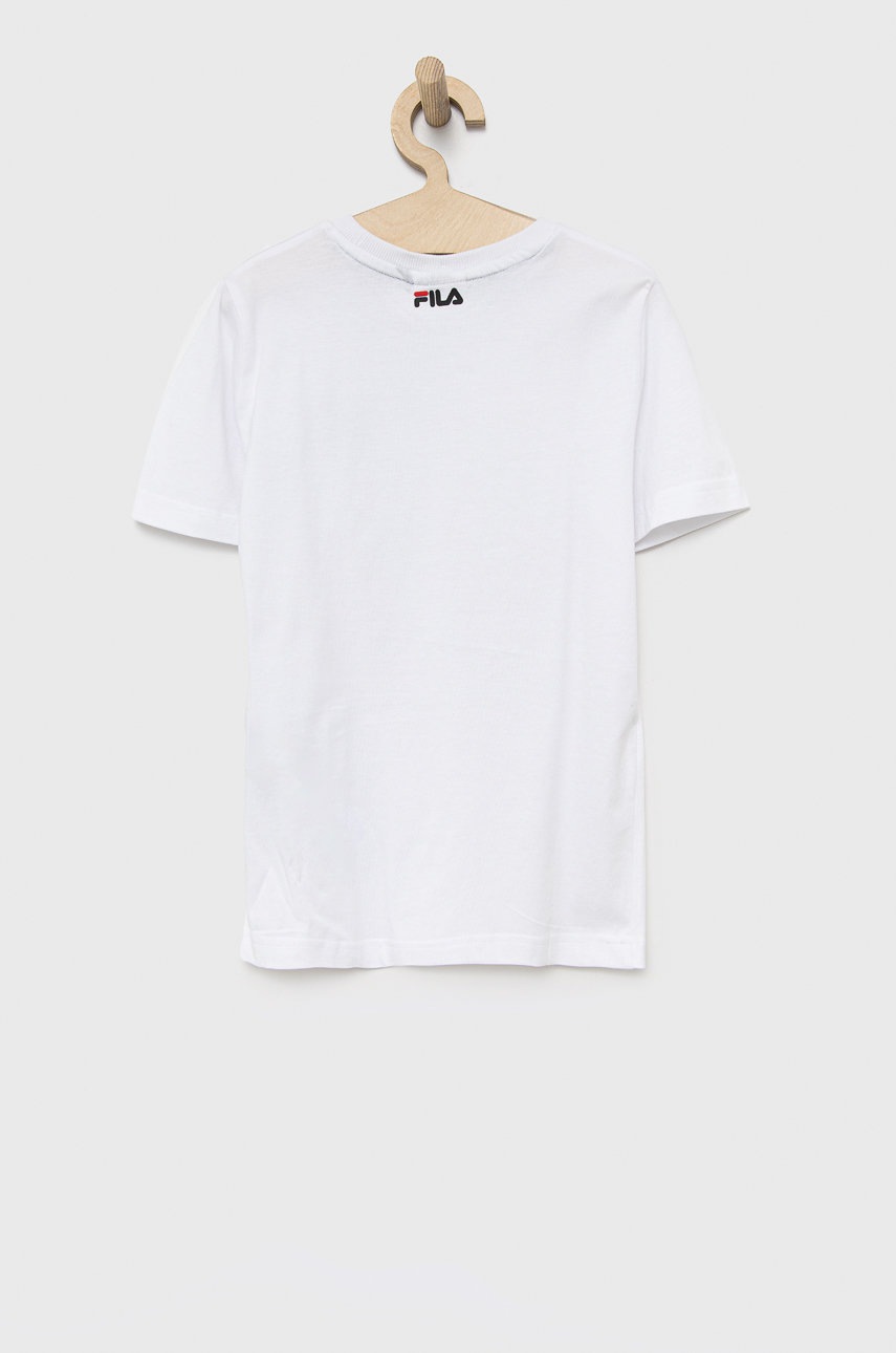 

Детская хлопковая футболка Fila цвет белый с принтом