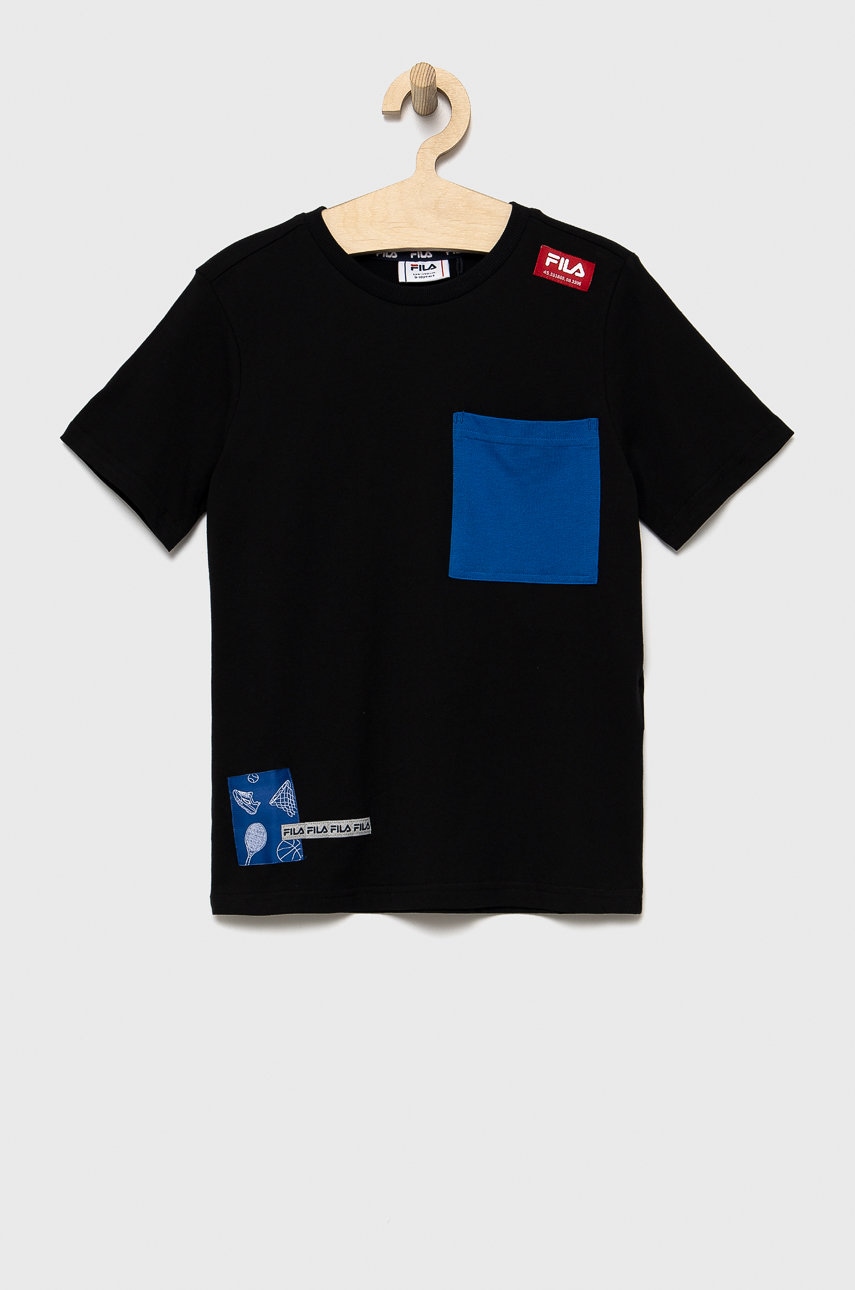 Fila tricou de bumbac pentru copii culoarea negru, modelator