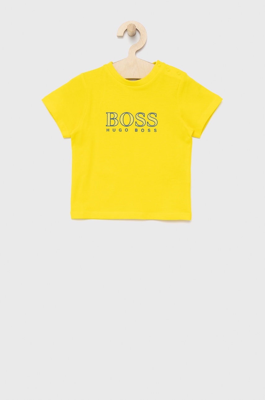 

Детска тениска Boss в жълто с принт, Жълт