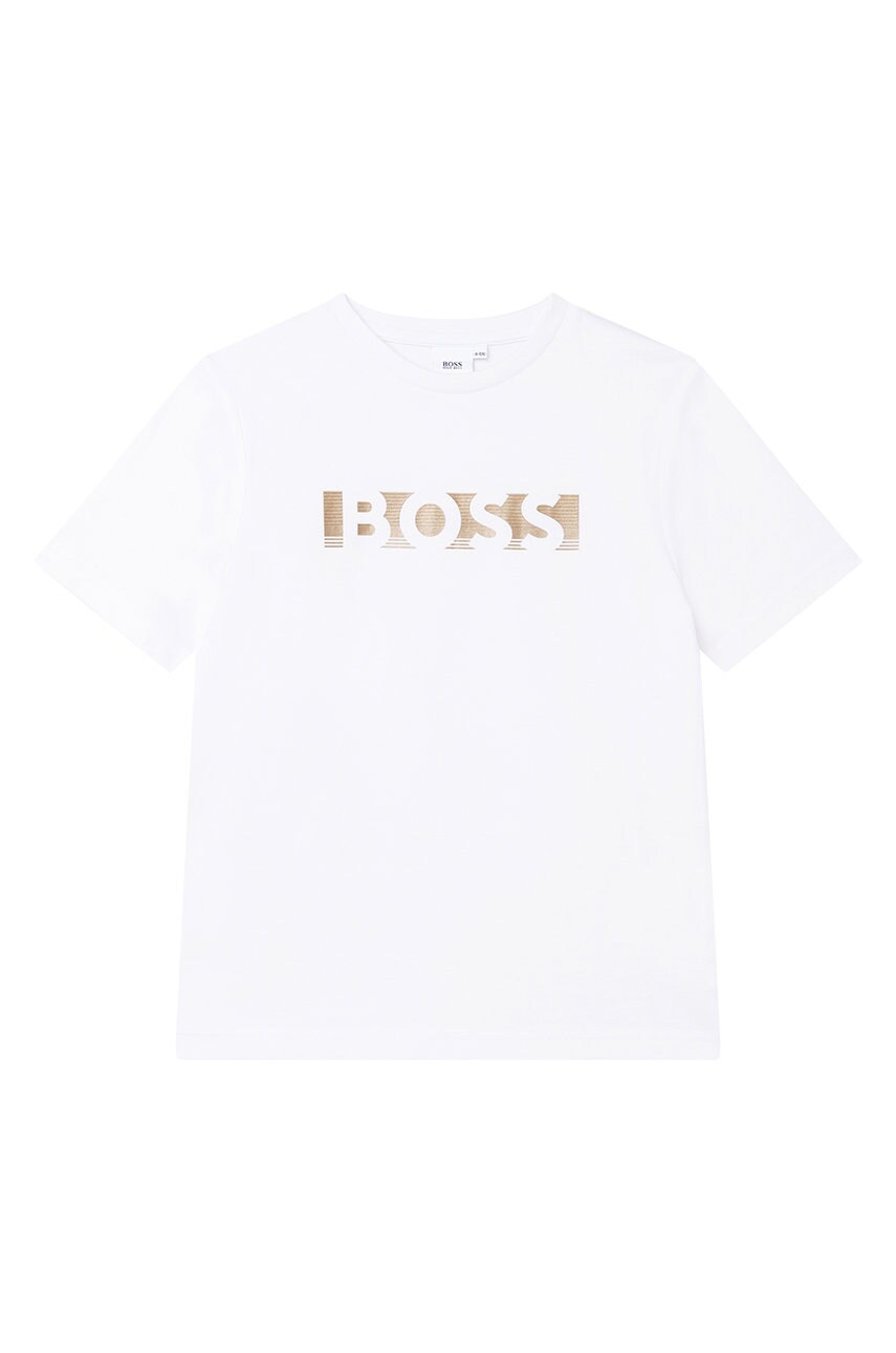 

Детская футболка Boss цвет белый с принтом