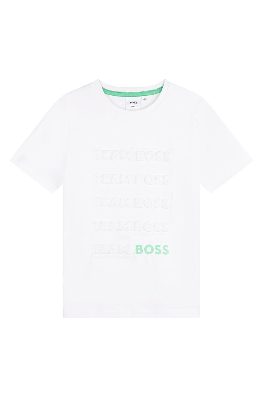 Boss tricou de bumbac pentru copii culoarea alb, cu imprimeu 2023 ❤️ Pret Super answear imagine noua 2022