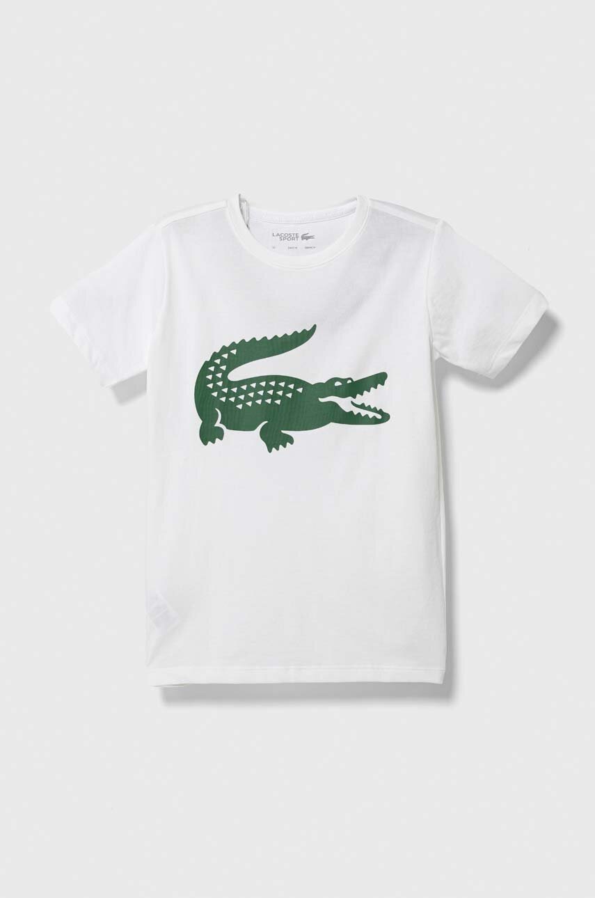 Детская футболка Lacoste цвет белый с принтом Детская футболка Lacoste цвет белый с принтом