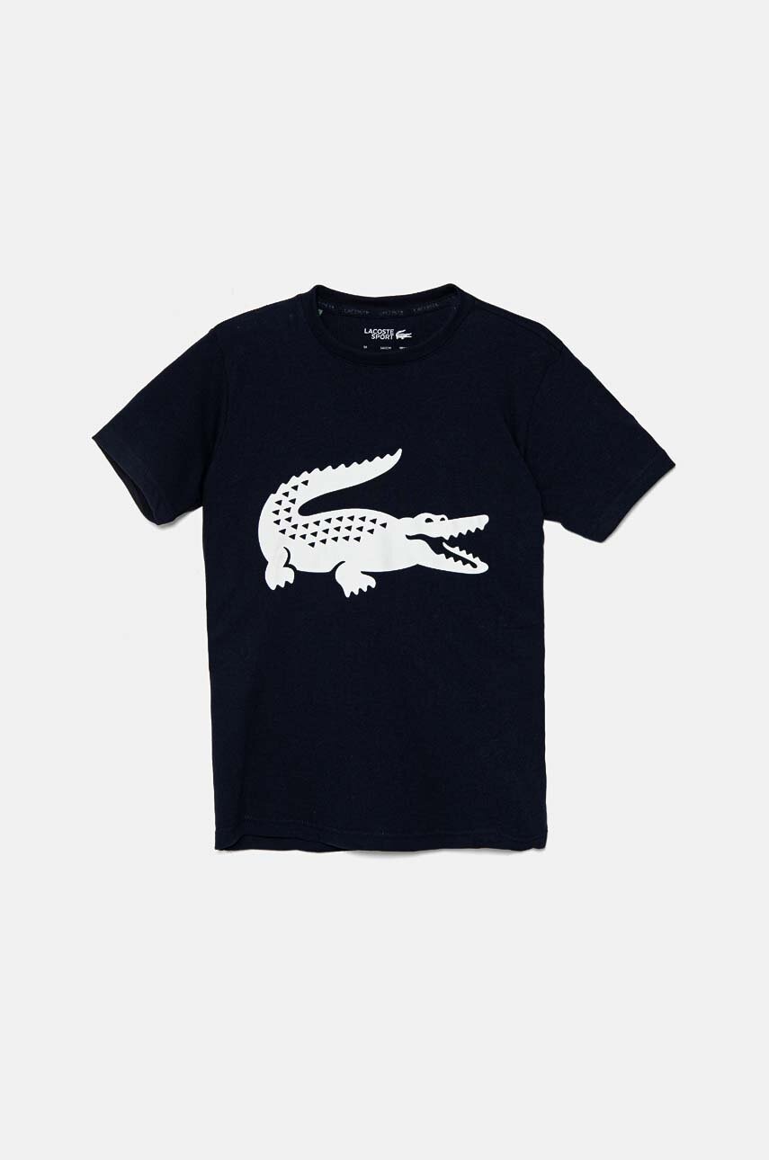 Lacoste tricou copii culoarea albastru marin, cu imprimeu