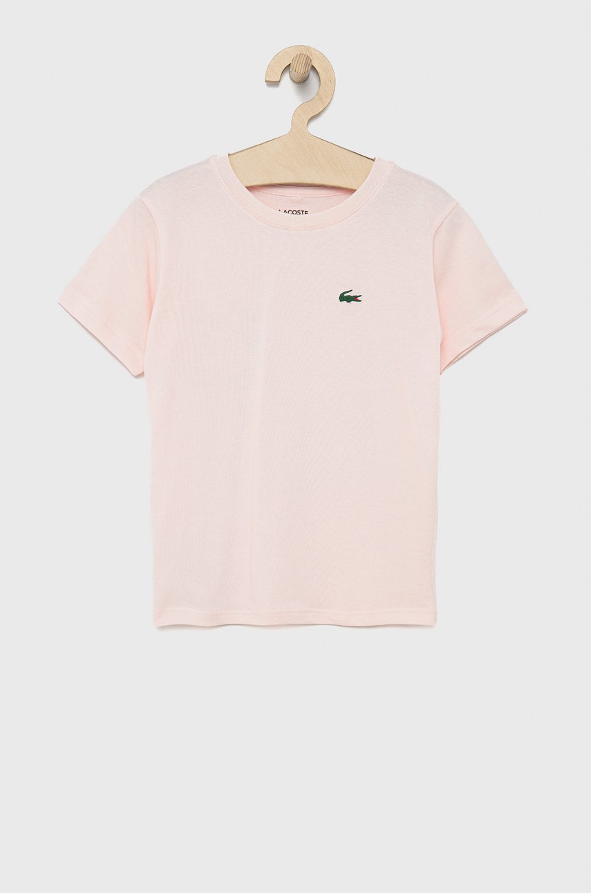 Lacoste tricou copii culoarea roz, neted