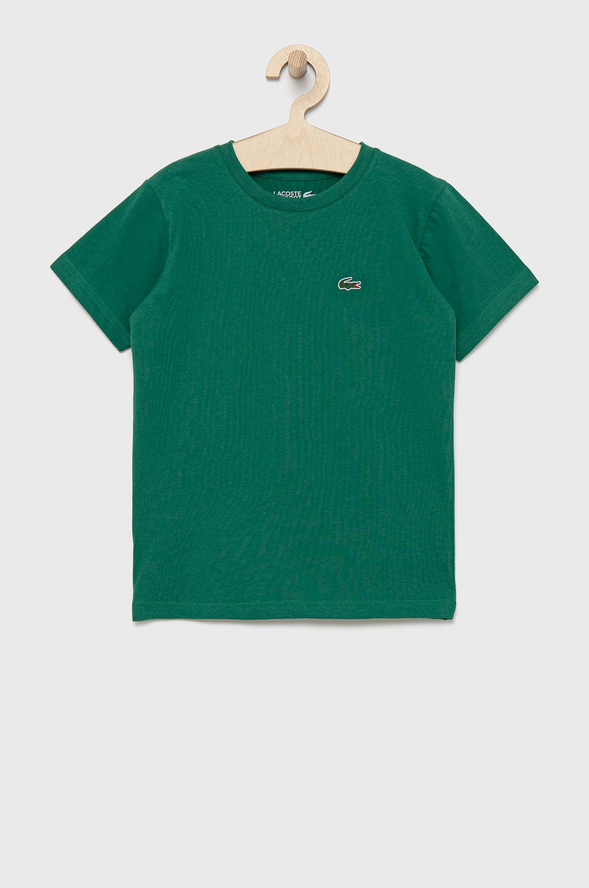 Lacoste tricou copii culoarea verde, neted