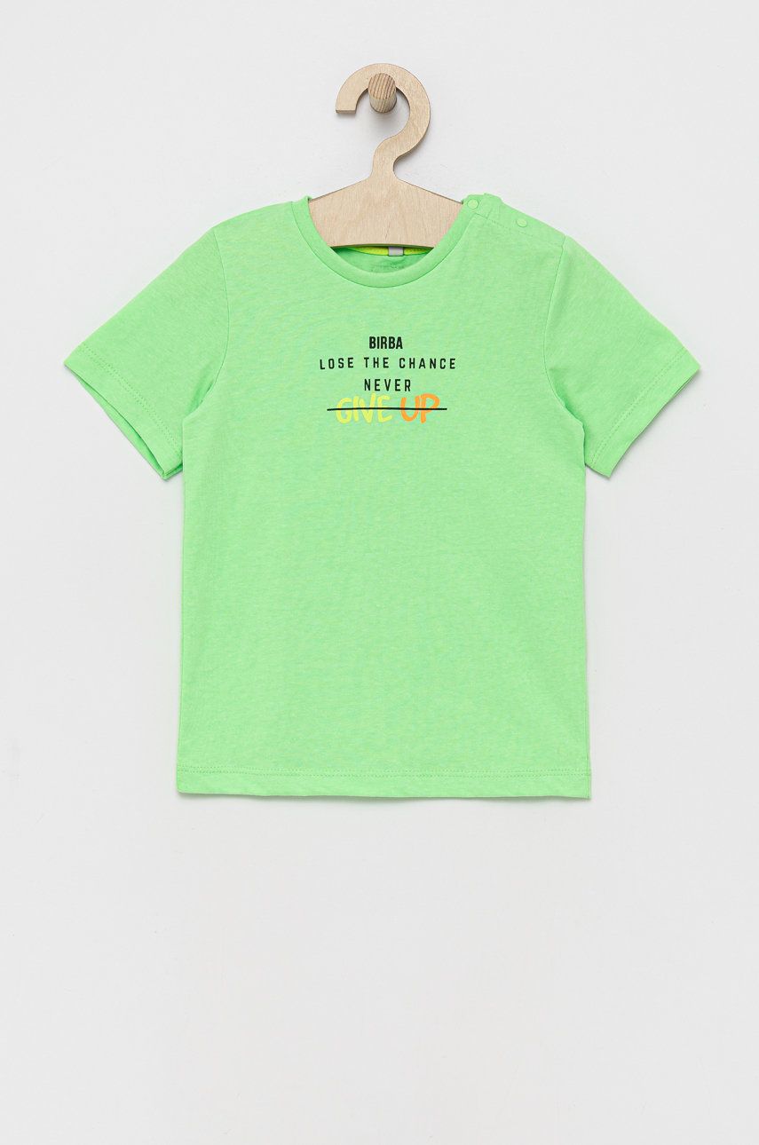 Dětské tričko Birba&Trybeyond zelená barva, s potiskem - zelená -  35% Bavlna