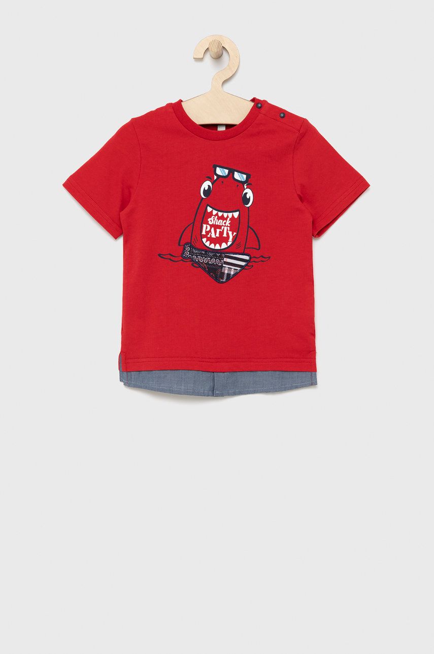 Dětské bavlněné tričko Birba&Trybeyond červená barva, s potiskem - červená -  100% Bavlna