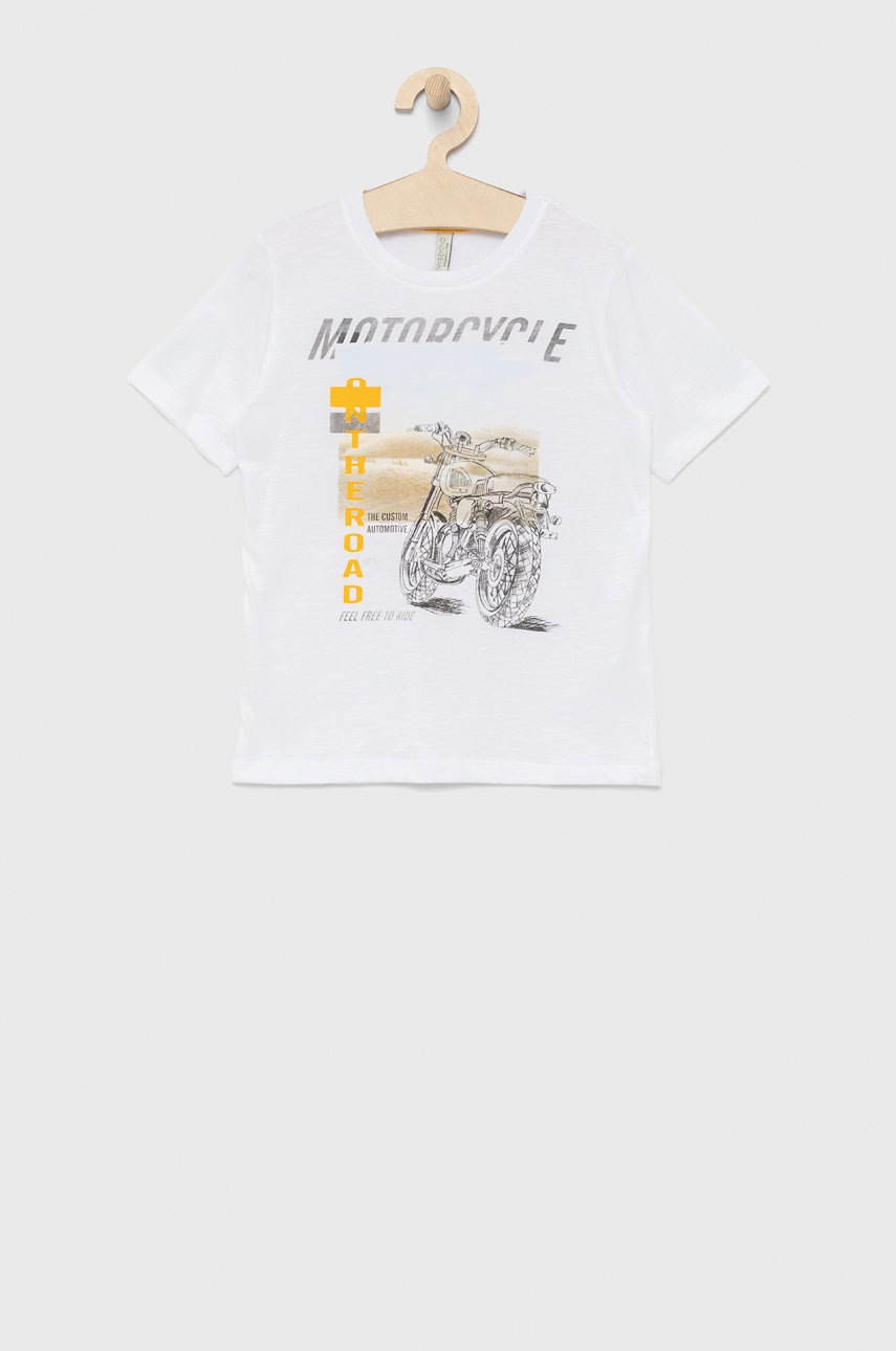 

Детска памучна тениска Birba&Trybeyond в бяло с принт, Бял