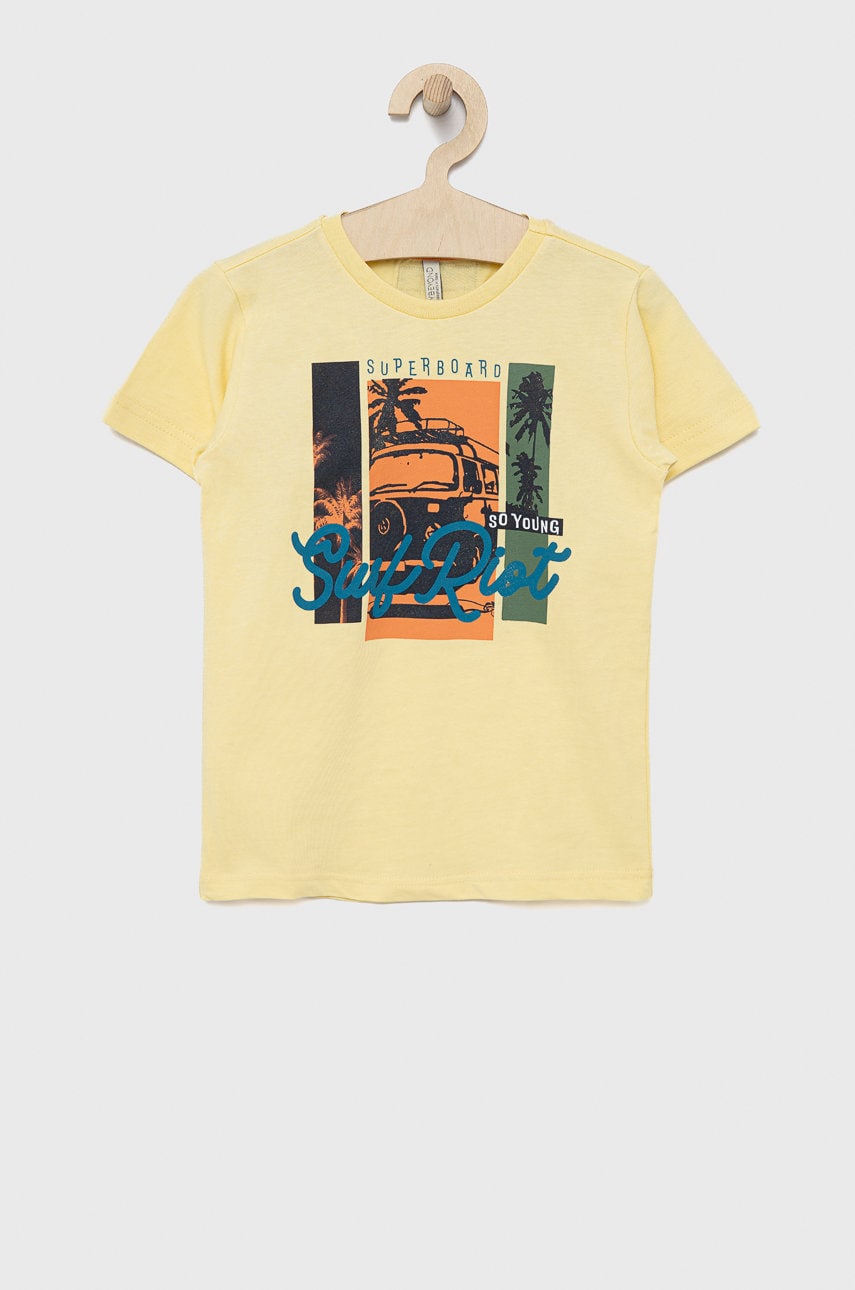 Birba&trybeyond tricou de bumbac pentru copii culoarea galben, cu imprimeu