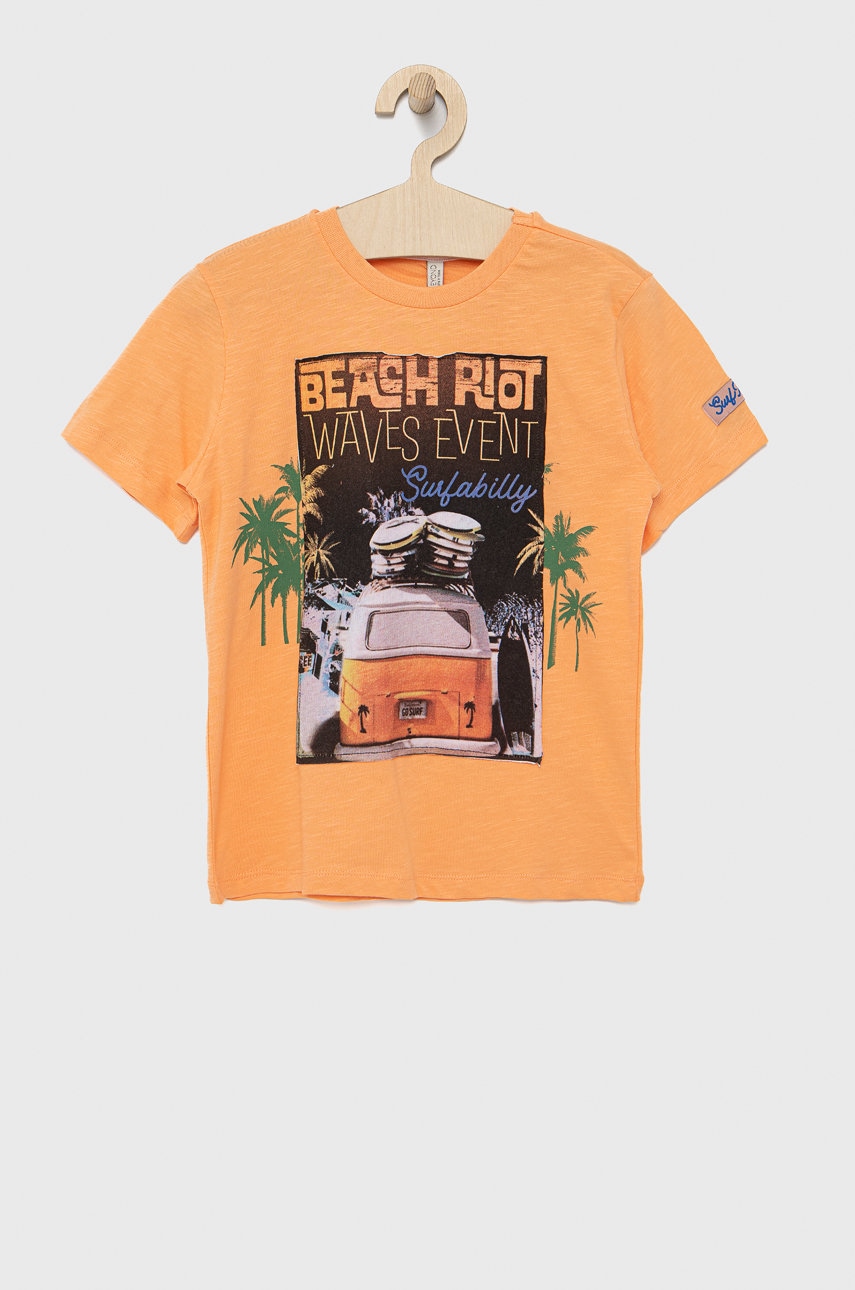 Birba&trybeyond tricou de bumbac pentru copii culoarea portocaliu, cu imprimeu