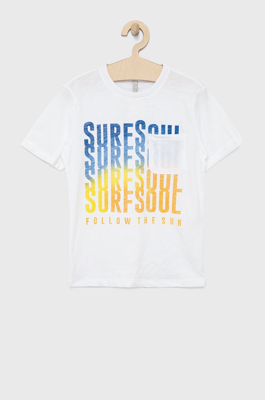 

Детска памучна тениска Birba&Trybeyond в бяло с принт, Бял