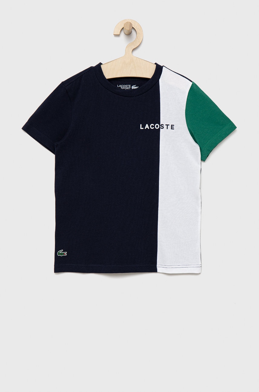 Lacoste tricou copii culoarea albastru marin, modelator
