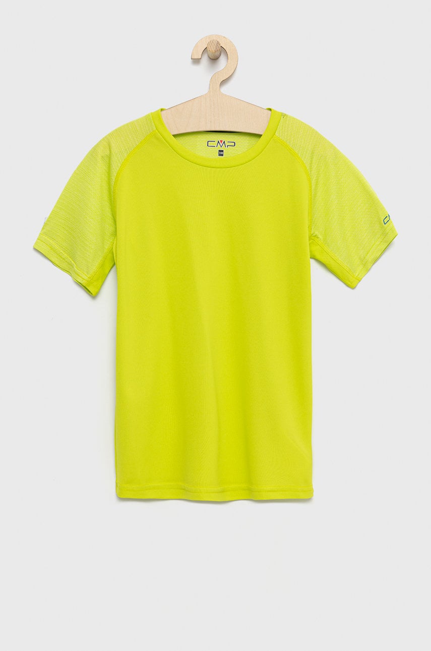 CMP tricou copii culoarea verde, neted