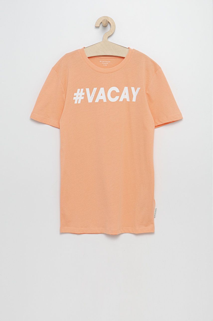 Tom Tailor tricou de bumbac pentru copii culoarea portocaliu, cu imprimeu