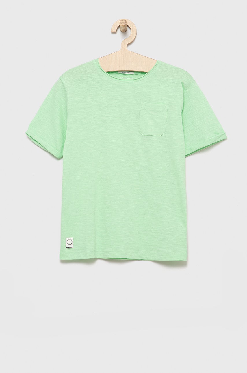 Tom Tailor tricou de bumbac pentru copii culoarea verde, neted
