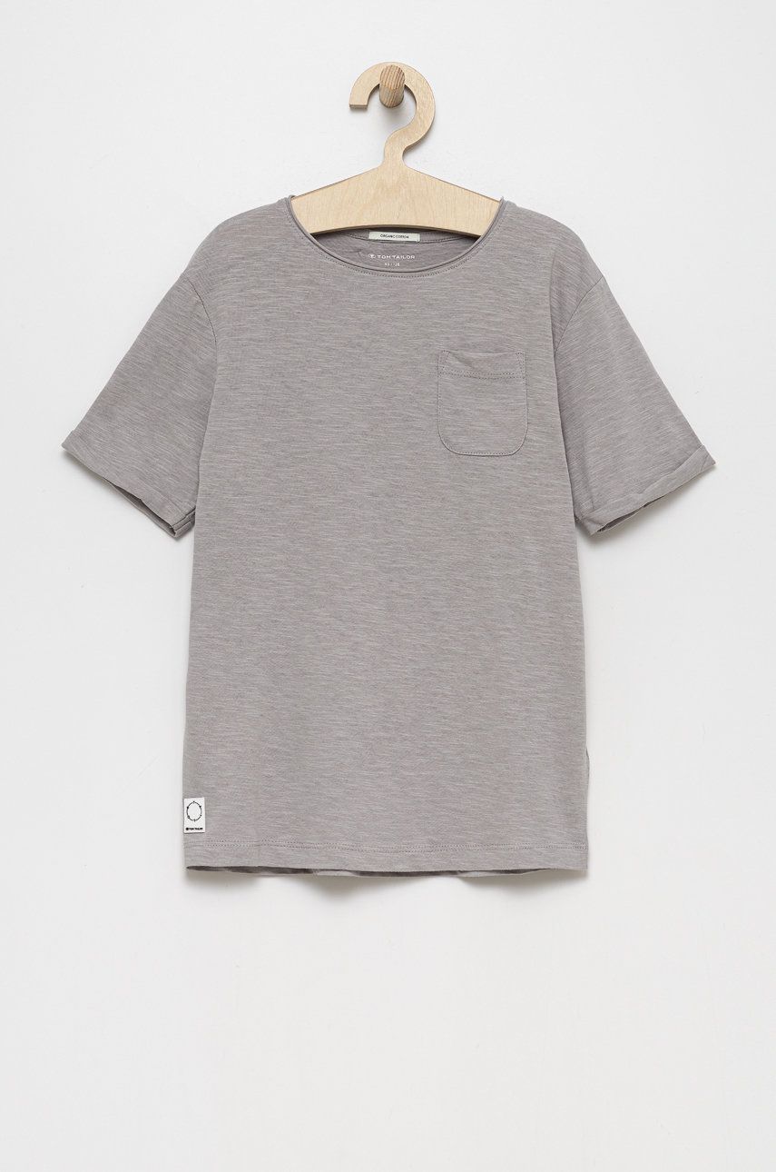 Tom Tailor tricou de bumbac pentru copii culoarea gri, neted 2023 ❤️ Pret Super answear imagine noua 2022