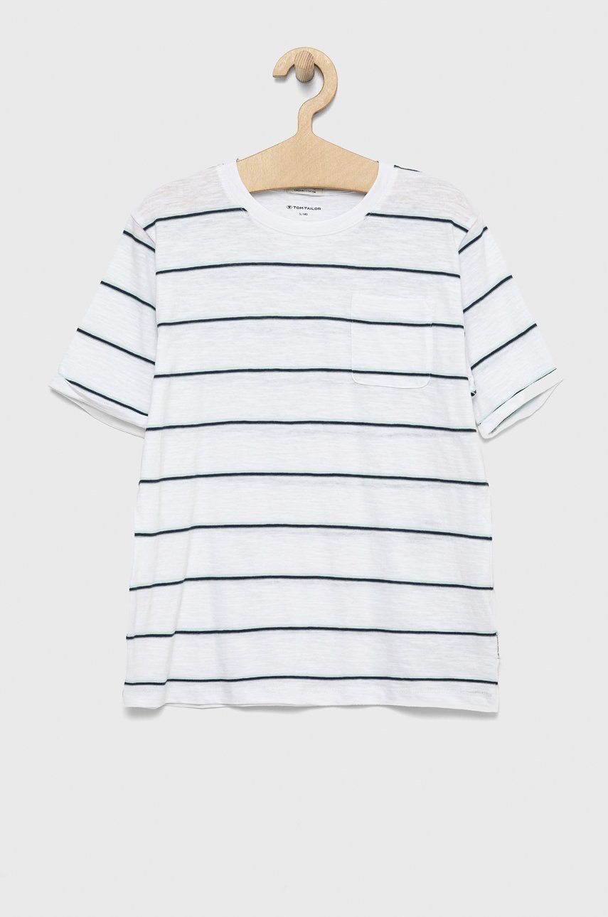 Tom Tailor tricou de bumbac pentru copii culoarea alb, modelator