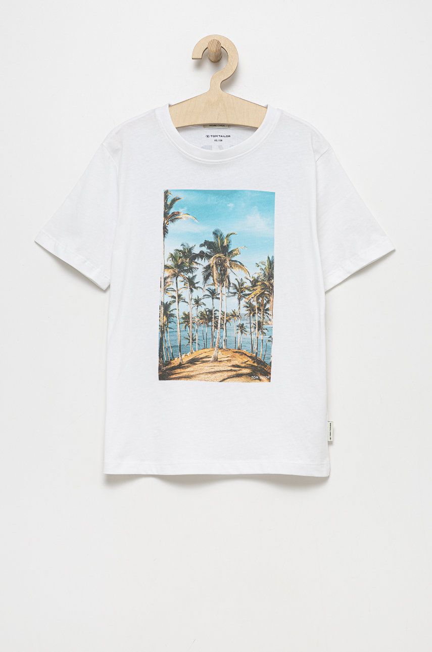 Tom Tailor tricou de bumbac pentru copii culoarea alb, cu imprimeu 2023 ❤️ Pret Super answear imagine noua 2022