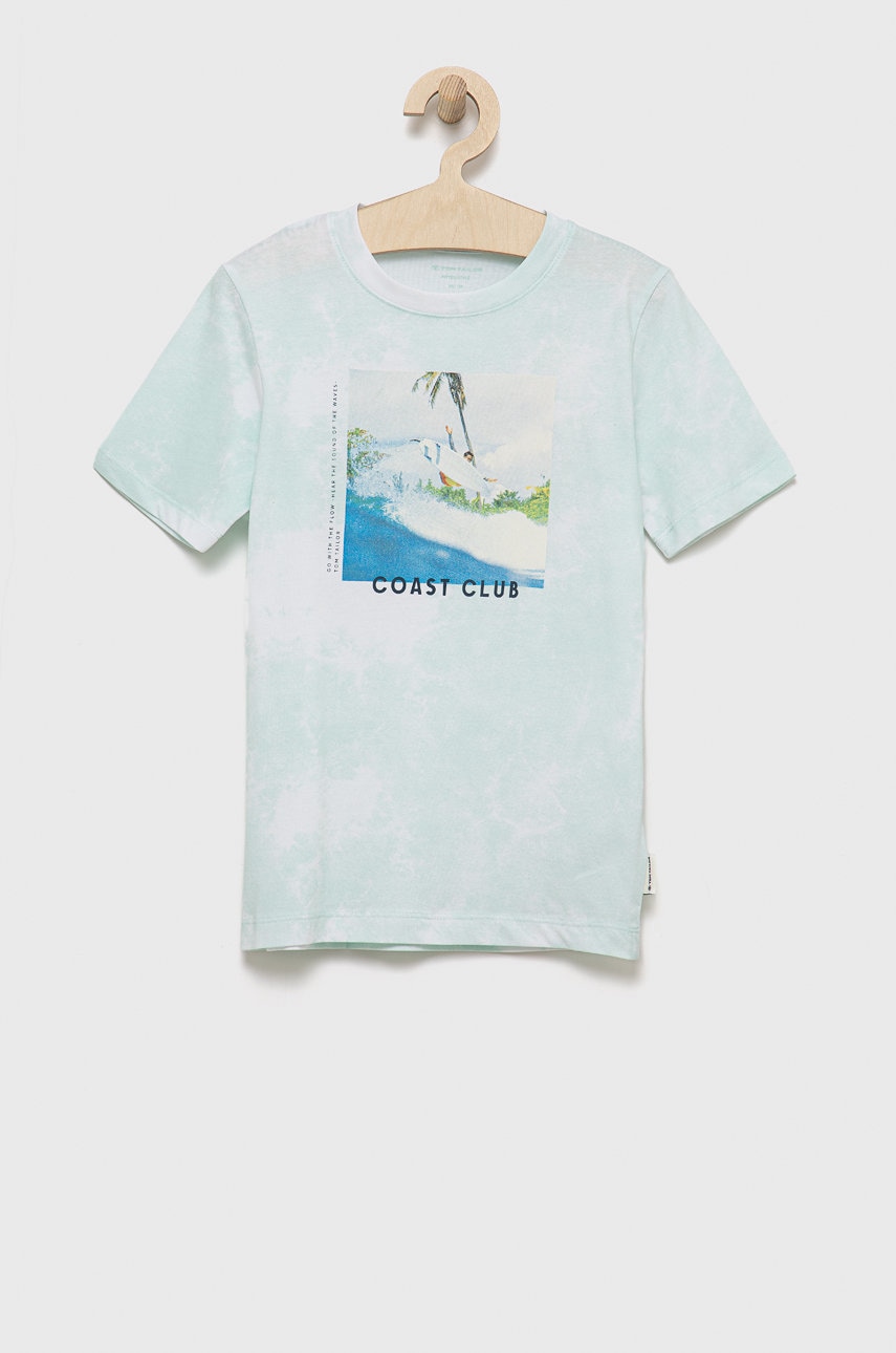 Tom Tailor tricou de bumbac pentru copii culoarea turcoaz, cu imprimeu