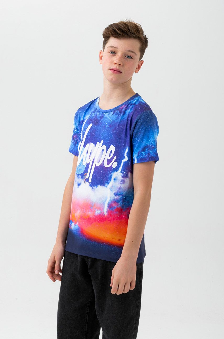 Hype tricou de bumbac pentru copii culoarea albastru marin, cu imprimeu