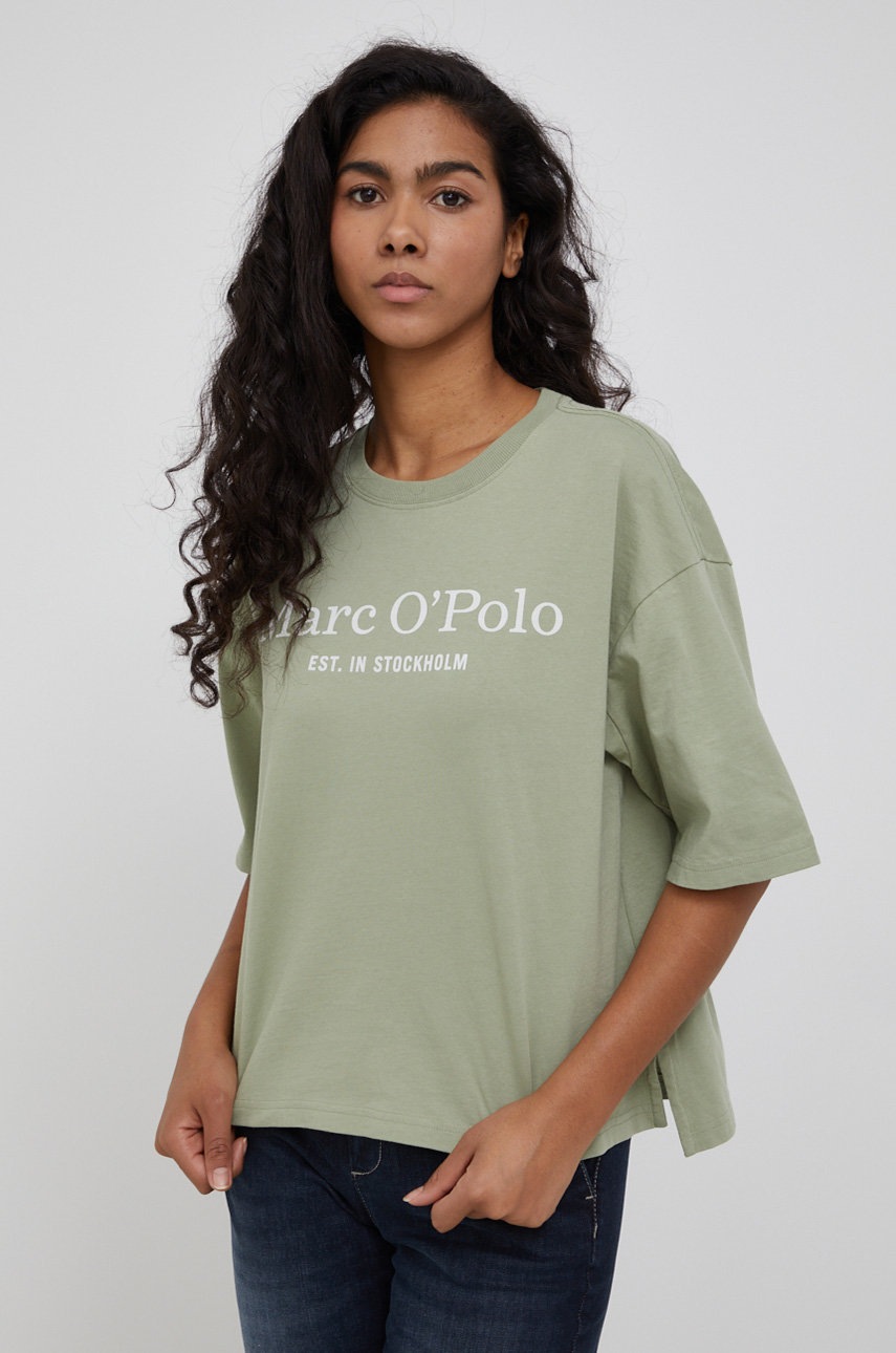 

Памучна тениска Marc O'Polo в зелено, Зелен