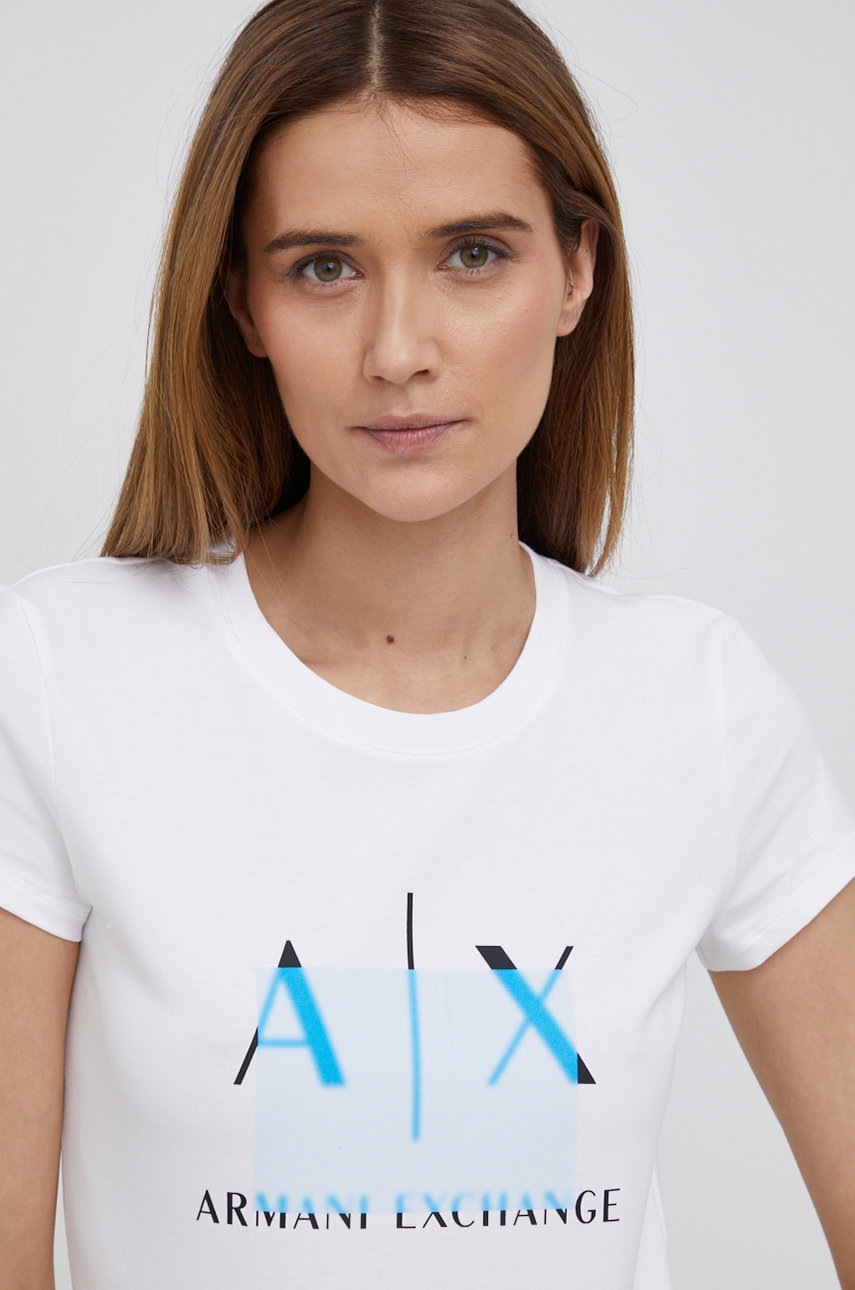 

Тениска Armani Exchange дамска в бяло, Бял