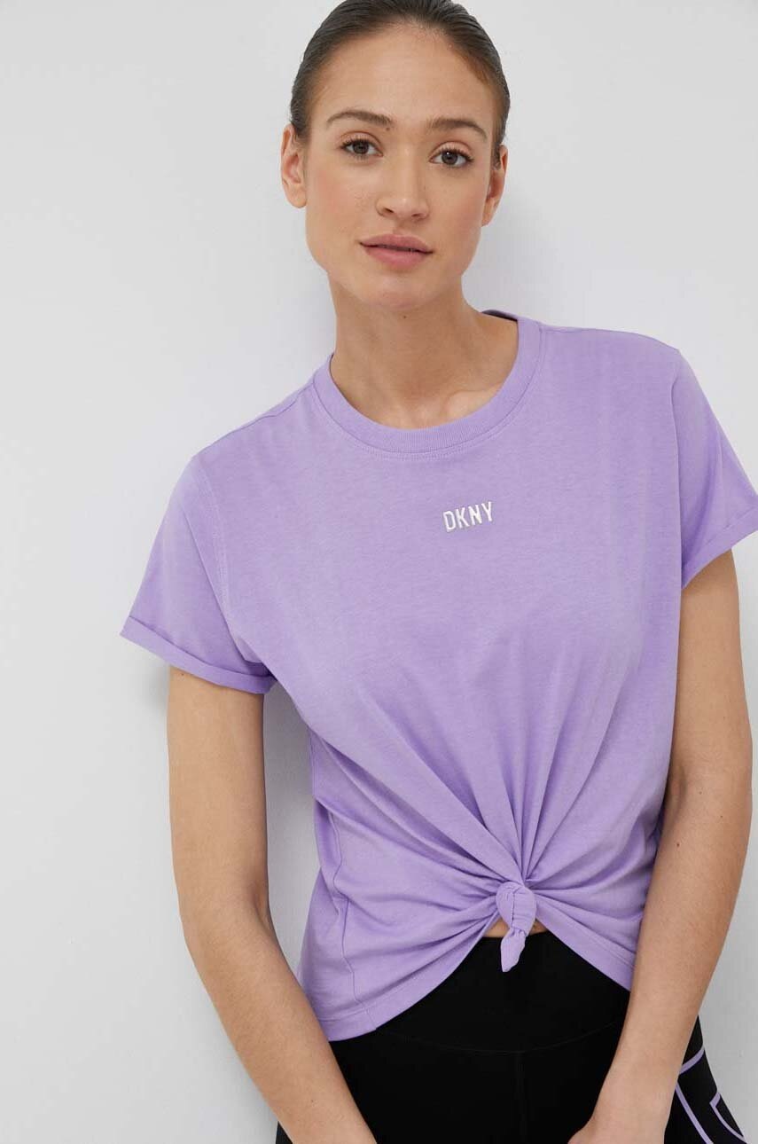 

Хлопковая футболка Dkny цвет фиолетовый