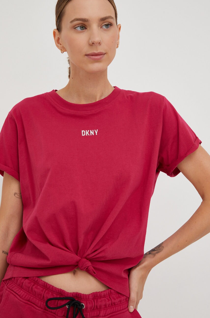 

Памучна тениска Dkny в черно, Розов
