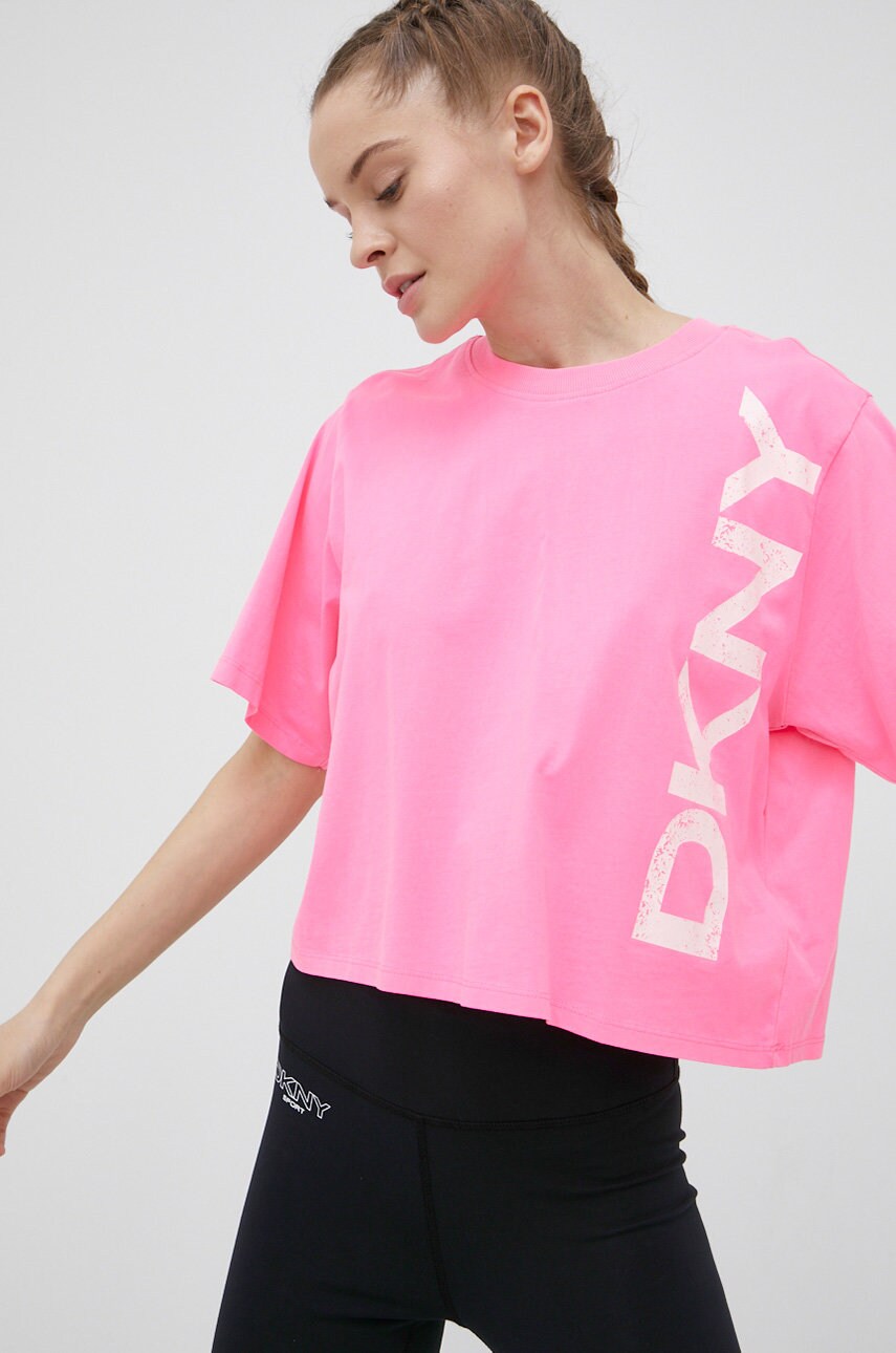 

Памучна тениска Dkny в розово, Розов