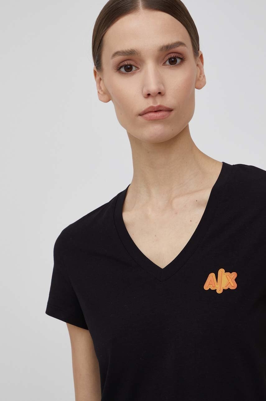 

Тениска Armani Exchange дамски в черно, Черен