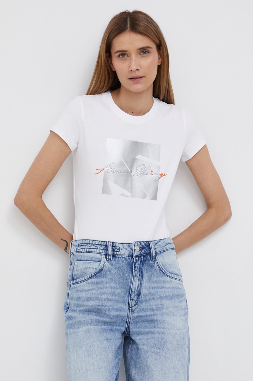 

Тениска Armani Exchange дамска в бяло, Бял