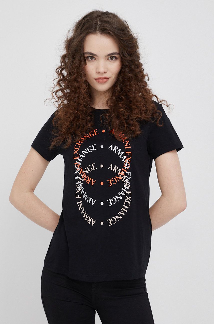 Armani Exchange tricou din bumbac culoarea negru answear imagine noua