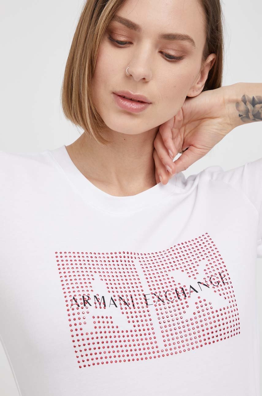 

Тениска Armani Exchange в бяло, Бял