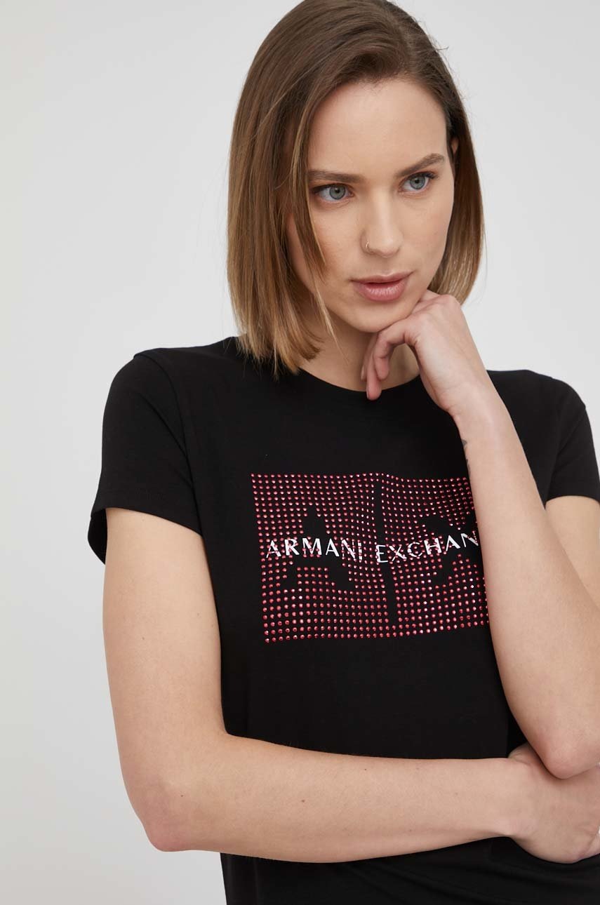 

Тениска Armani Exchange в черно, Черен