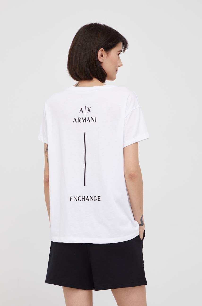 

Памучна тениска Armani Exchange в бяло, Бял