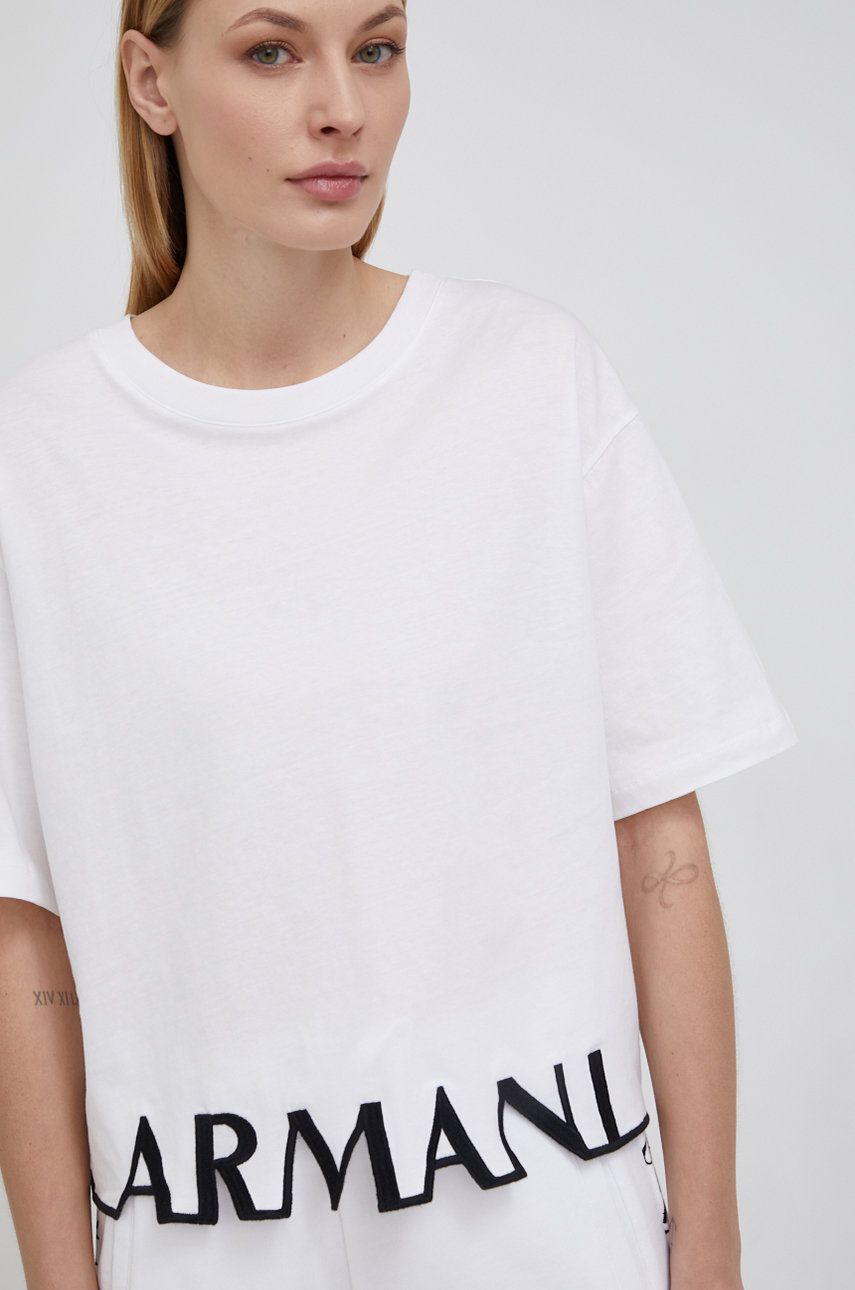 Armani Exchange tricou din bumbac culoarea alb imagine reduceri black friday 2021 answear.ro