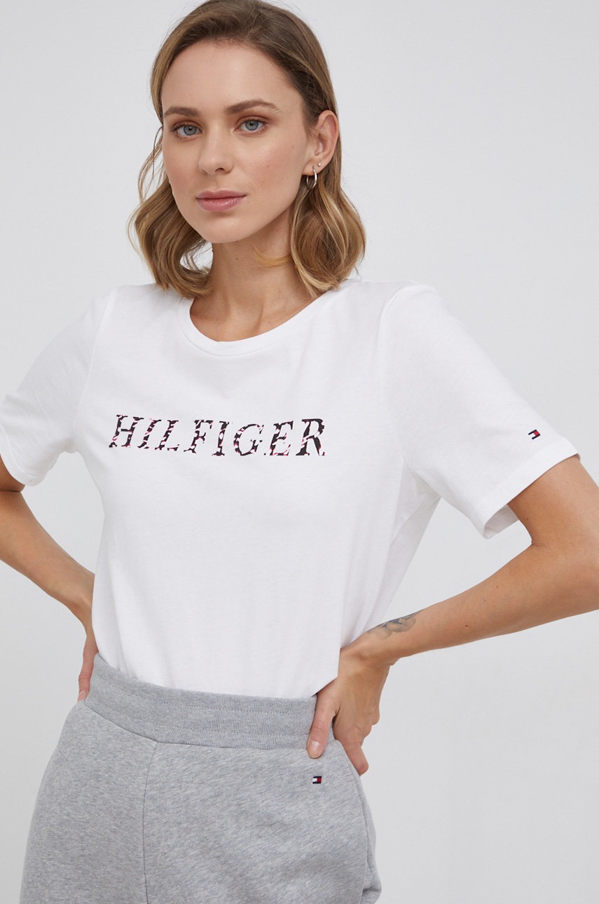 

Памучна тениска Tommy Hilfiger в бяло, Бял