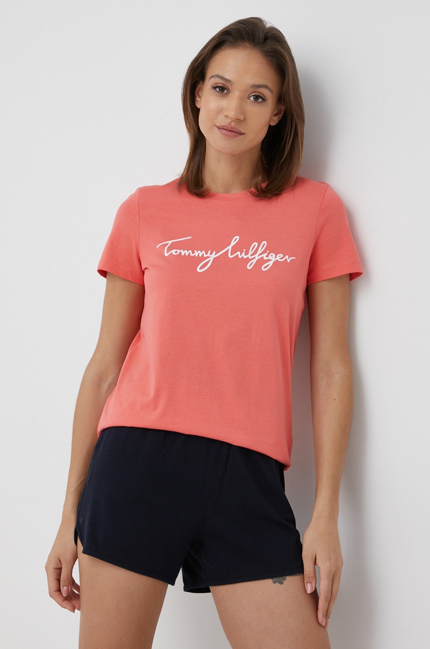 

Памучна тениска Tommy Hilfiger в оранжево, Оранжев